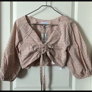 Chriselle x J.O.A. Plaid Crop-top